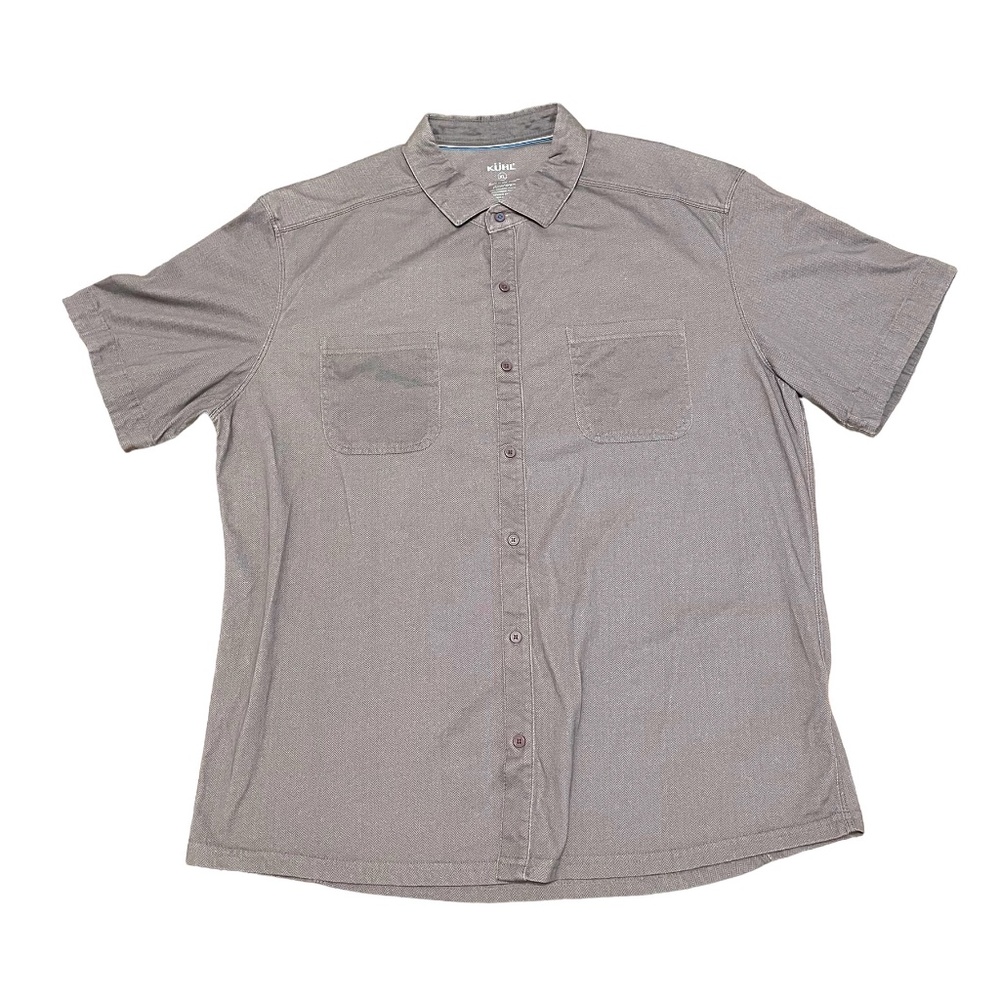 Kuhl Short Sleeve Button Front Zig Zag/Chevron Shirt Blue/Gray Size XL